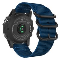 MoKo Band Compatible with Garmin Fenix 3/Fenix 3 HR/Fenix 5X/5X Plus/D2 Delta PX/Descent mk1, Fine Woven Nylon Adjustable Replacement Strap with Double Buckle Ring - Royal Blue
