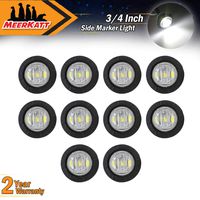 Meerkatt (Pack of 10) 3/4 Inch Mini Round White LED Side Marker Sealed Small Flush Mount Clearance Lamp Indicator Light Waterproof Tow Truck Caravan Bus Van Boat Ship Lorry Jeep 12V DC Universal