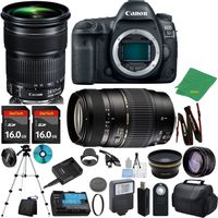 Canon EOS 5D Mark IV with 24-105mm IS STM + Tamron 70-300mm AF + 2pcs 16GB Memory + Case + Reader + Tripod + ZeeTech Starter Set + Wide Angle + Telephoto + Flash + Filter
