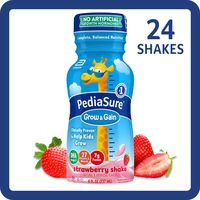 PediaSure Grow & Gain Kids' Nutritional Shake, with Protein, DHA, and Vitamins & Minerals, Strawberry, 8 fl oz, 24-Count