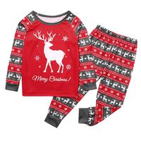 XGao Christmas Pajamas, 2Pcs Pajamas Set Christmas Children Kids Toddler Baby Print Letter Deer Top+Pants Cartoon Santa Outfit Boys Girls for 1 to 8 Years Gifts (Red, 5-6 Years)