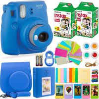 Fujifilm Instax Mini 9 Instant Camera + Fuji Instax Film (40 Sheets) + Batteries + Accessories Bundle - Carrying Case, Color Filters, Photo Album, Stickers, Selfie Lens + More (Cobalt Blue)