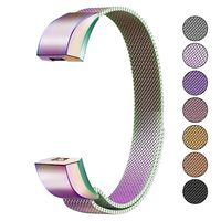 Mosonoi Compatiable with Fitbit Alta Bands, Adjustable Metal Bands Replacement Straps Fit for Fitbit Alta/Alta HR Smartwatch Women Men(Small, Rainbow)