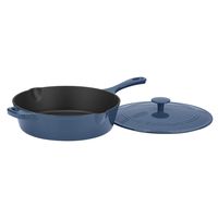 Cuisinart CI45-30BG Cast Iron Pan, 12" Chicken Fryer, Enameled Provencial Blue