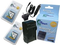 2 Pack - Replacement for Pentax Optio W30 Battery + Charger with Car & EU Adapters - Compatible with Pentax D-LI63 Digital Camera Battery and Charger (800mAh 3.7V Lithium-Ion)