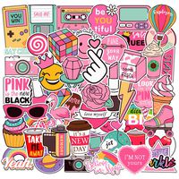 Cute VSCO Girl Stickers Laptop Cartoon Waterproof Vinyl Water Bottle Computer Notebook Car Skateboard Motorcycle Bicycle Luggage Guitar Bike Decal 50pcs Pack