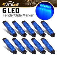 Partsam Thin Line 3.8" 6 LED Blue Side Led Trailer Marker Lights Sealed, Led Marker Lights Indicators for Trucks Bus Trailer RV Lorry Van UTV SUV HGV License Decoration Lights(10Pack)
