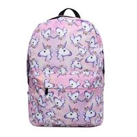 HELLATHUND White Outdoor Rainbow Bag Fantasy Backpack Rucksack School Unisex Shoulder Bag for Girls (Pink Unicorns)