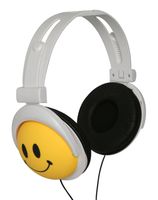 Original Authentic Happy CANZ Headphones by Roxant with Smiley Face Emoji, Foldable, Fully Adjustable Over-Ear Padded Comfort