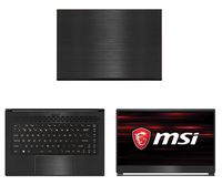 Decalrus - Protective Decal for MSI GS65 Stealth (15.6" Screen) Laptop Black Texture Brushed Aluminum Skin case Cover wrap BAmsiGS65_15Back