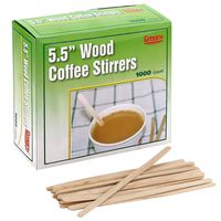 Gmark 5.5" Wood Coffee Stirrers 1000 ct - Natural Birch Wood Coffee Beverage Stirrers, Round End GM1014