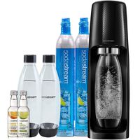 SodaStream Fizzi Sparkling Water Maker Bundle (Black), with CO2, BPA free Bottles, and 0 Calorie Fruit Drops Flavors