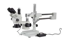 AmScope 3.5X-90X Simul-Focal Stereo Zoom Microscope on Boom Stand with an LED Ring Light