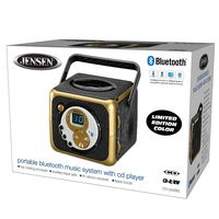 Jensen CD-555 Black/Gold Limited Edition Color Portable Bluetooth Music System with CD Player & FM Radio with Aux-in & Headphone Jack Line-In