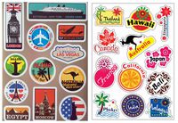 VOOSEYHOME 2X World Famous Tourism Country & Regions Logo Waterproof Stickers, for Luggage Skateboard Laptop Luggage Suitcase Book Covers etc