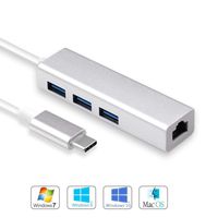 USB C to Gigabit Ethernet Adapter Type c to RJ45 with USB 3.0 Hub 3 Ports Supporting 10/100/1000 Mbps Ethernet for MacBook, Mac Pro/Mini, iMac, XPS, Surface Pro, Notebook PC .etc (Silver)