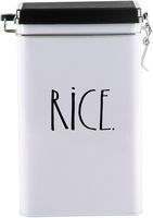 Rae Dunn Tin Storage Box With Metal Clamp Locking Lid (Rice)