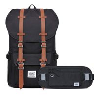 KAUKKO Laptop Outdoor Backpac, Traveling Rucksack Fits 15.6 Inch Laptop (0-Black(2pc))