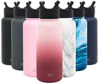 Simple Modern 32oz Summit Water Bottles with Straw Lid - Vacuum Insulated Tumbler Double Wall Travel Mug 18/8 Stainless Steel Flask - Ombre: Wildberry