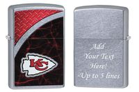 Zippo Personalized Message Engraved on Backside NFL Kansas City Chiefs Windproof Lighter
