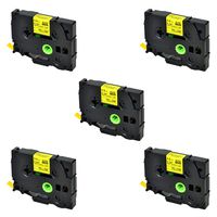 SuperInk 5 Pack Compatible for Brother HSe-621 HSe621 HS-621 HS621 Black on Yellow Heat Shrink Tube Label Tape use in PT-D210 D200 D400 D450 D600 H300 P700 P900 Printer (0.34''x4.92ft, 8.8mm x 1.5m)
