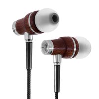 Organic Artist XRG 5.0 Earbuds Headphones with Mic & Volume Control, Premium Hand-Made Genuine Wood Stereo Earphones, Balanced Bass, Noise-isolating (Dark Wood)