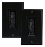 iMBAPrice (2-Pack) Black Single Gang Decor Style Brush Wall Plate - One Gang Wall Plate with Brush Bristles