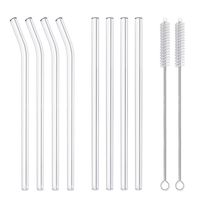 Hiware Reusable Glass Drinking Straws - 10" x 10 mm - Smoothie Straws for Milkshakes, Frozen Drinks, Smoothies, Bubble Tea - Environmentally Friendly