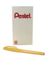 Pentel Arts Sign Pen Touch, Fude Brush Tip, Yellow Ink, Box of 12 (SES15C-G)