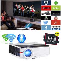 Bluetooth Projector WIFI 5000 Lumens Android Wireless Home Theater Cinema Support Full HD 1080P 200" with HDMI USB VGA Port for iPhone iPad PC Smartphone
