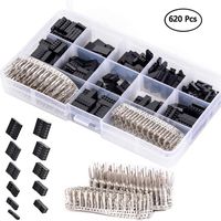 CHENBO 620pcs 2.54mm/0.1" Connectors Wire Jumper Cable Pin Header Connector Housing Assortment Kit Male Female Crimp Pin Connector Terminal Pitch With Plastic Box