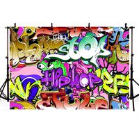 MEHOFOTO Music Hip Hop 80s 90s Themed Colorful Graffiti Birthday Party Decoration Photography Backdrops Props Portrait Personalized Photo Studio Booth Background Banner 7x5ft