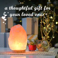 LEVOIT Kana Salt Lamp, Himalayan/Hymilain Pink Crystal Large Sea Rock, Night Light, with Real Rubber Wood Base, Dimmable Touch Switch, Holiday Gift, ETL Certified, 2 Extra Bulbs