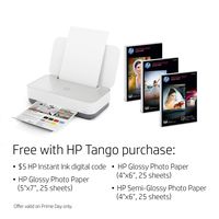 HP Tango Smart All-in-One Printer with Remote Wireless Printing, Bundled with 75 Sheets Photo Paper & $5 HP Instant Ink for Ink Delivered to Your Home