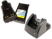 2 Pack - Replacement for Motorola HT750 Battery + Charger - Compatible with Motorola HNN9008A Two-Way Radio Battery and Charger (1300mAh 7.5V NI-MH)