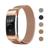 Keasy Replacement Bands Compatible with Fitbit Charge 2, Stainless Steel Metal Lock Replacement Wristband for Women Men (Large (6.1-9 Inch), Rose Gold)