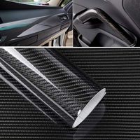 5D Shiny Gloss Carbon Fiber Car Wrap Sticker Decal Protection Film Decoration - Black 1.52m x 60cm