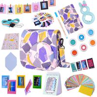 Tiessic Instax Mini 9 Camera Accessories Bundles Compatible with Fujifilm Instax Mini 9 Mini 8 Mini 8+ Camera with Mini 9 Case,108 Photos Mini Photo Album,etc. (Geometric，14 Items)