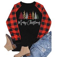 Winsummer Women O Neck Christmas Tree Graphic Tees Blouse Long Raglan Sleeve Baseball T Shirt Top