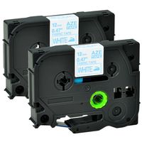 GREENCYCLE Compatible for Brother P-Touch TZe-FA3 TZe FA3 Blue on White Fabric Iron-on Tape 12mm x 3m 1/2" x 10ft for PT-1890 PT1890 Label Maker 2 Pack