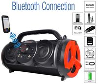 Boytone BT-18RG Portable Bluetooth Boombox Speaker, Indoor/Outdoor, 25W, Loud Sound, Deeper Bass, EQ, 5" Subwoofer, 2 x 3.25 Tweeter, FM, 9H Playtime, USB, Micro SD, AUX, Microphone, Recording, Light