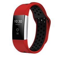 iGK Silicone Replacement Bands Compatible for Fitbit Charge 2, Adjustable Breathable Sport Strap Smartwatch Fitness Wristband with Air Holes Red Black Small