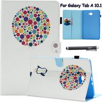 Samsung Galaxy Tab A 10.1 Case - Newshine Ultra Slim Lightweight Flip Standing Cover with Card Slots & Stylus Holder for Samsung Galaxy Tab A 10.1 Inch SM-T580/585 - Ball &Penguins