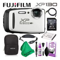 Fujifilm FinePix XP130 (600019827) Waterproof Digital Camera (White) Budget-Friendly Camera Accessory Bundle Includes Camera Cleaning Kit, Zippered Carrying Case, and Lots More