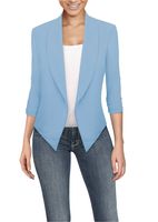 Womens Casual Work Office Open Front Blazer JK1133 Blue L