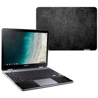 MightySkins Skin Compatible with Samsung Chromebook Plus LTE (2018) - Black Leather | Protective, Durable, and Unique Vinyl wrap Cover | Easy to Apply, Remove, and Change Styles | Made in The USA