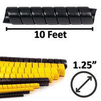 Electriduct 1.25 Inch Heavy Duty Spiral Wrap HDPE Flexible Plastic Cable Sleeve Hose Protector 10 Feet - Black