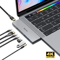 iMXPW Noncera 2 HDMI USB C Hub, Multiport Adapter for New MBP 13''/15'', Mac Pro Adapter w/Pass-Through Charging Port, 2 USB C Data Ports, 2 USB 3.0 Ports, 3.5mm Audio Jack 8 in 1