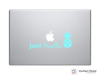 Just Breathe Text Pinapple Hawaii Aloha Black Bathroom Silhouette Macbook Symbol Iphone Apple Ipad Decal Skin Sticker Laptop (Mint)
