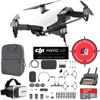 DJI Mavic Air Fly More Combo (Arctic White) Drone Combo 4K Wi-Fi Quadcopter with Remote Controller Mobile Go Bundle with Backpack VR Goggles Landing Pad 16GB Card and HD Filter Kit